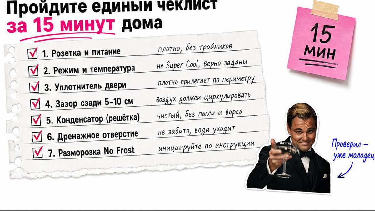 Чеклист домашней диагностики холодильника за 15 минут без отвёртки