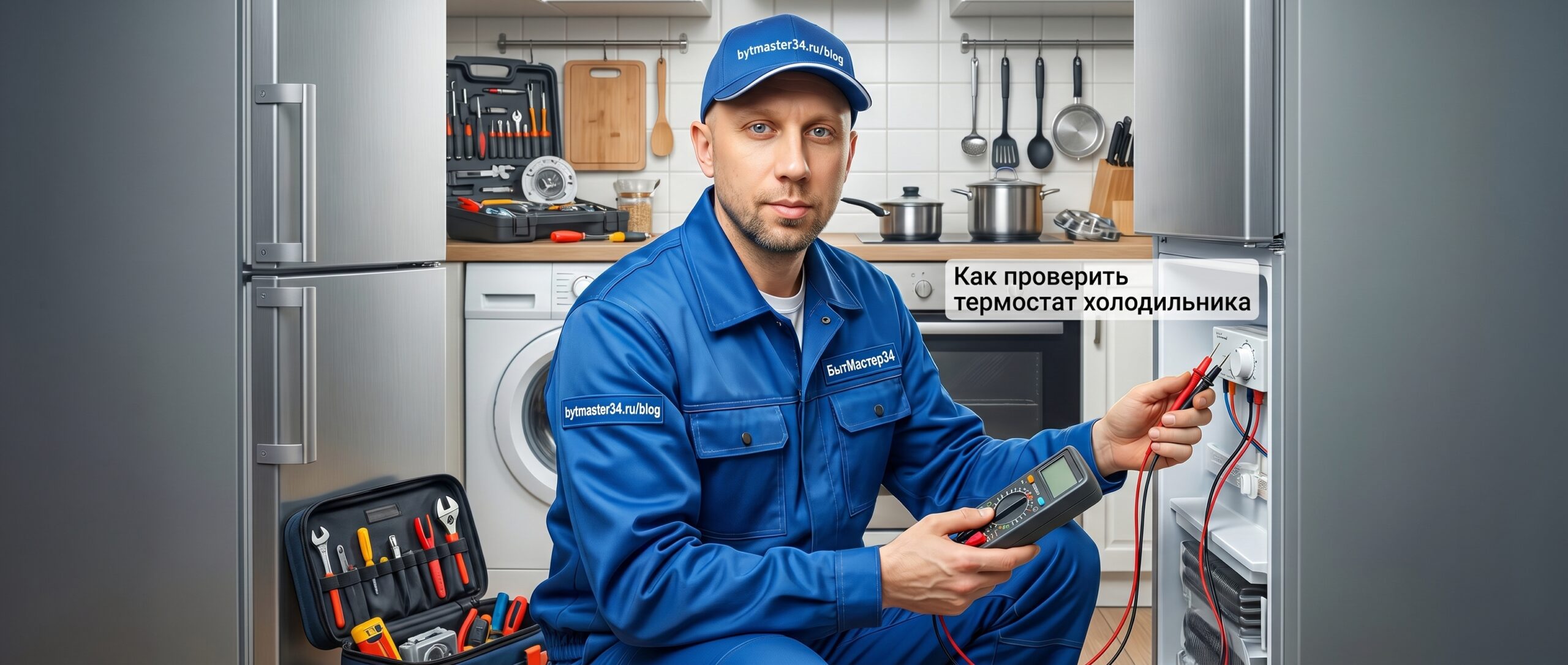 Проверка термостата холодильника мультиметром на кухне