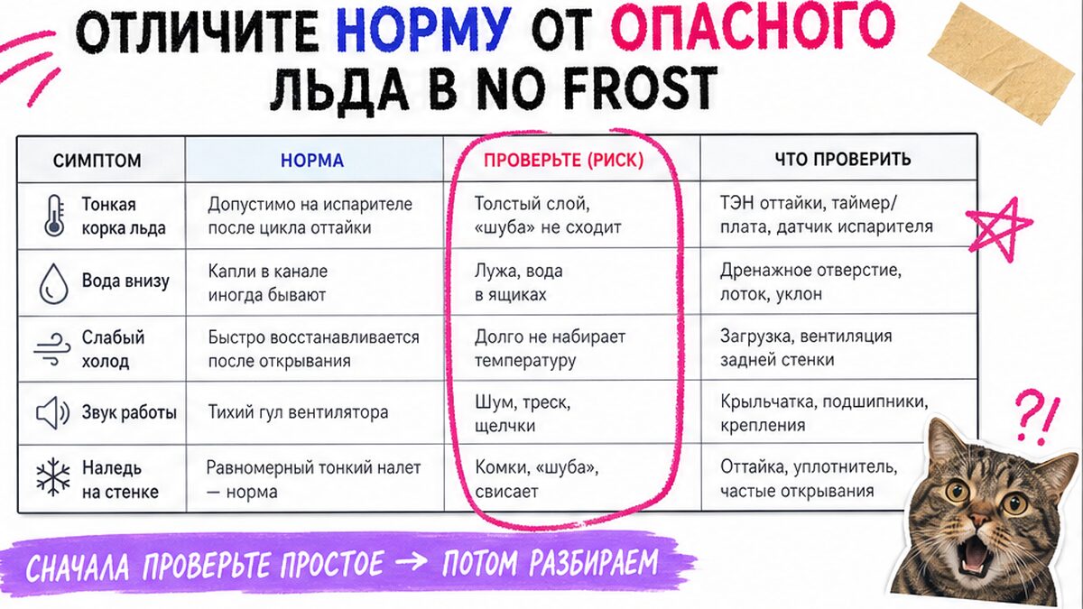 Сравнительная таблица / UI-мокап: Отличите норму от опасного льда в No Frost