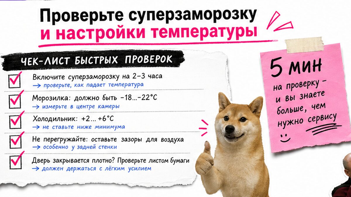 Чеклист / printable board: Проверьте суперзаморозку и настройки температуры