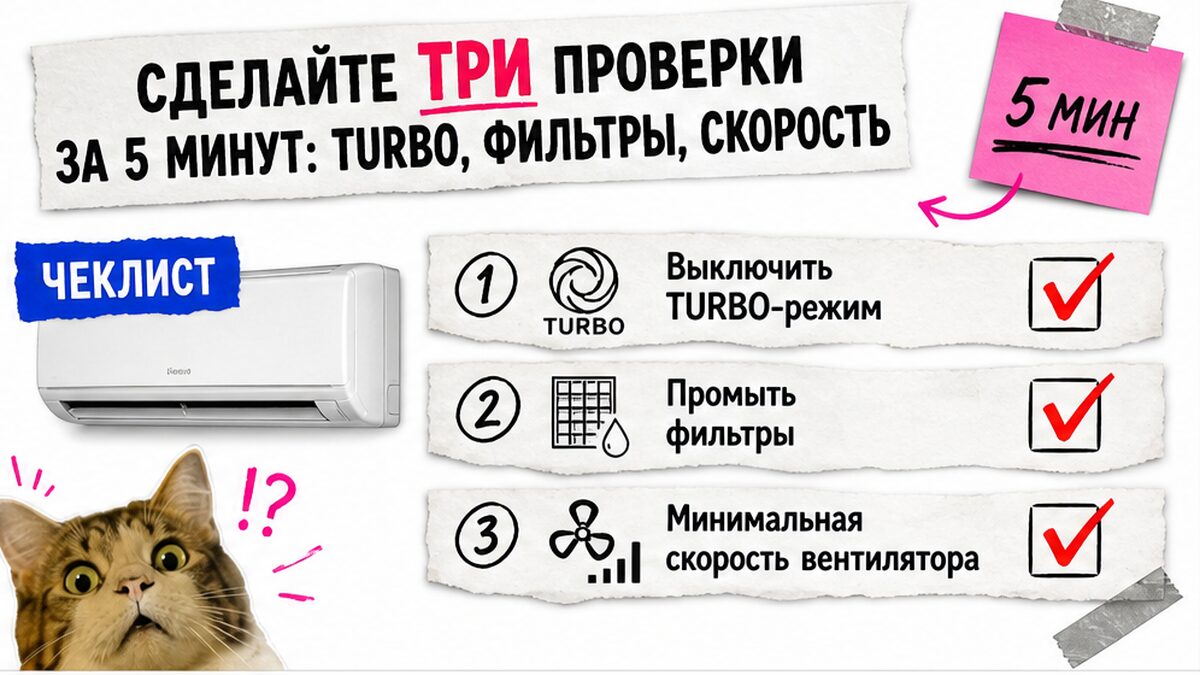 Чеклист трёх быстрых проверок: Turbo, фильтры, скорость вентилятора