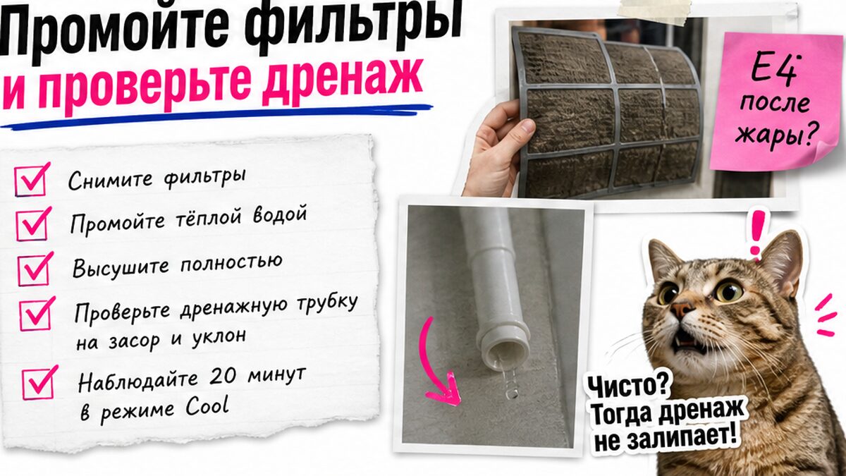 Чеклист / printable board: Промойте фильтры и проверьте дренаж