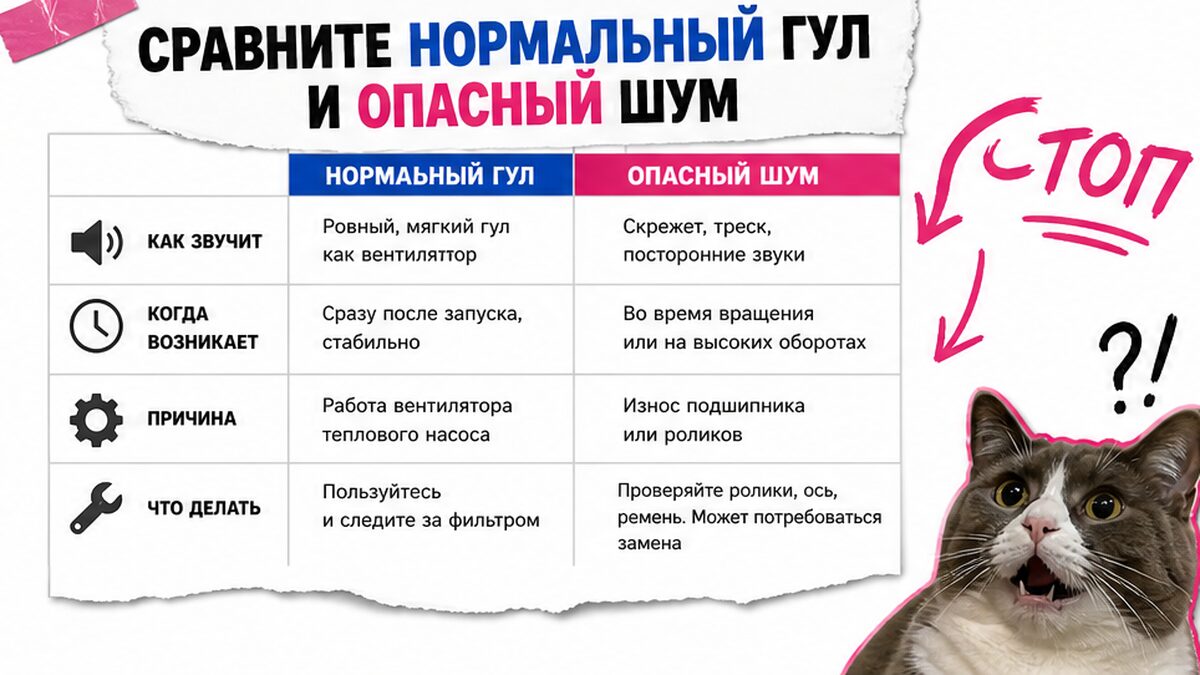 Сравнительная таблица / UI-мокап: Сравните нормальный гул и опасный шум