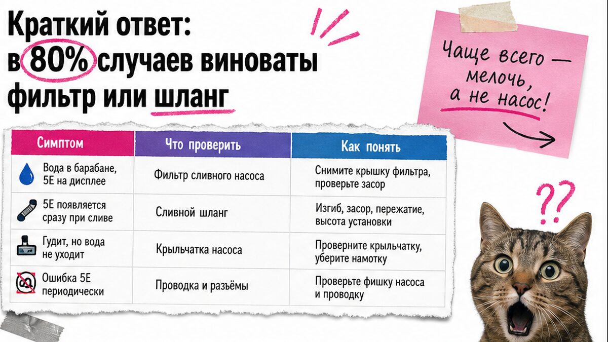 Сравнительная таблица / UI-мокап: Краткий ответ: в 80% случаев виноваты фильтр или шланг